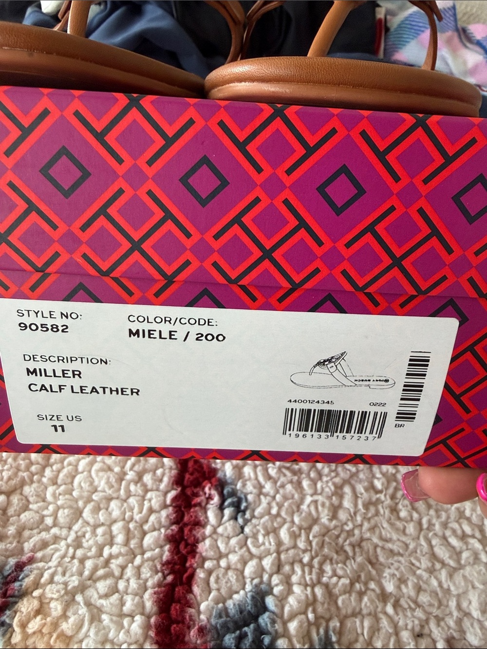 Tory Burch Brown Leather Miller Logo Thong Sandals - Picture 4 of 4